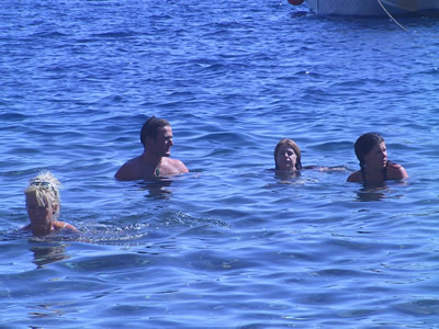 Rob and girls swimming