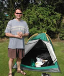 Rob by his old tent